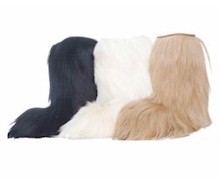 Long furry boots will keep your feet warm.